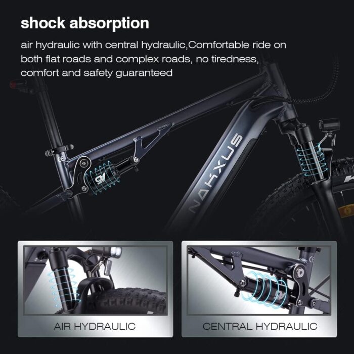 27M201 E-Bike Elektrofahrrad 27.5 „ Fette Reifen Elektrofahrrad mit Mittelmotor Max. Reichweite bis zu 150km, Mountainbike All Terrain mit 9 Gängen, City E-Bike Herren Damen