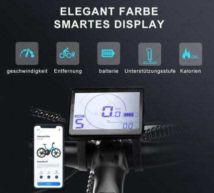26M208 E-Bike, Elektrofahrrad 26'' Trekkingrad E-Cityrad mit 36V 13Ah Lithium-Akku für Lange Reichweite bis 100KM, 250W Motor, EU-konformes mit App