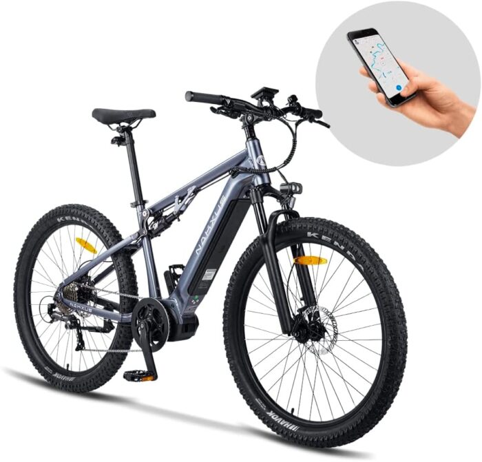27M201 E-Bike Elektrofahrrad 27.5 „ Fette Reifen Elektrofahrrad mit Mittelmotor Max. Reichweite bis zu 150km, Mountainbike All Terrain mit 9 Gängen, City E-Bike Herren Damen