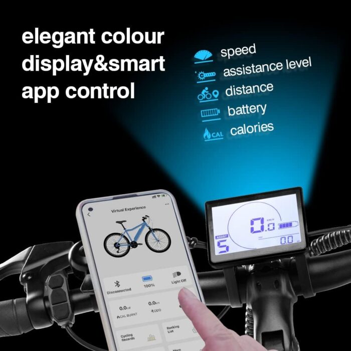 27M201 E-Bike Elektrofahrrad 27.5 „ Fette Reifen Elektrofahrrad mit Mittelmotor Max. Reichweite bis zu 150km, Mountainbike All Terrain mit 9 Gängen, City E-Bike Herren Damen