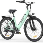MileCity1 26" E-Bike für Erwachsene, 7 Gang Elektrofahrrad mit Austauschbarem 36V 13Ah Akku, 25 km/h und 80–100km Reichweite E-Bike für Städtische Pendler, IP65 Wasserdicht