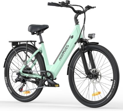 MileCity1 26" E-Bike für Erwachsene, 7 Gang Elektrofahrrad mit Austauschbarem 36V 13Ah Akku, 25 km/h und 80–100km Reichweite E-Bike für Städtische Pendler, IP65 Wasserdicht