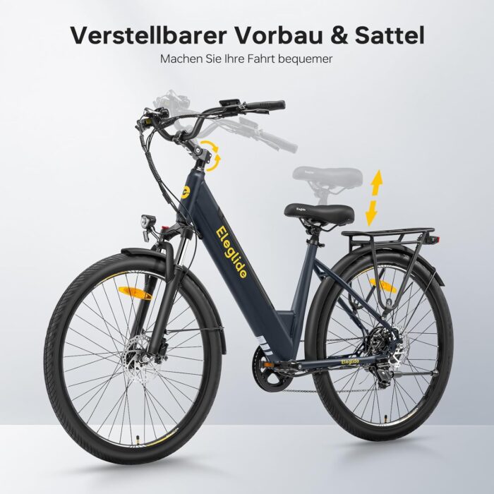 Eleglide T2 E Bike, 27,5" Trekkingrad E-Bike Herren Damen mit Hydraulische Scheibenbremsen, 36V 13Ah Akku,100km Reichweite, Elektrofahrrad mit 7-Gang-Getriebe, Pedelec Citybike EBike für Erwachsene
