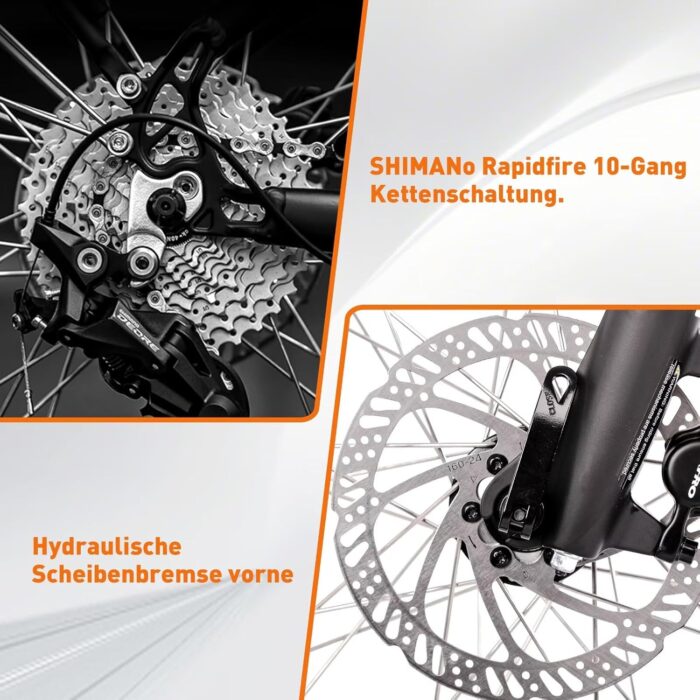 SAXONETTE E Bike 28 Zoll Ebike mit Mittelmotor 250 Watt 90NM, Elektro Fahrrad Erwachsene mit 36V 14.5Ah Akku, 120KM Lange Range, 10 Gäng Pedelec Electric Bike für Damen und Herren/Männer