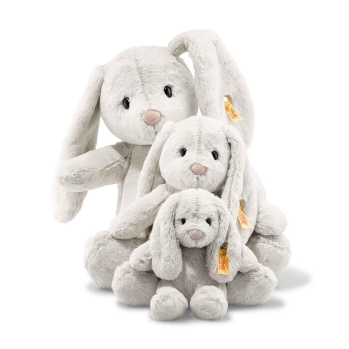 Steiff Hoppie Hase 18 cm hellgrau, Plüschtier Hase mit Schlappohren, Soft Cuddly Friends, flauschiges Stofftier zum Kuscheln – Bild 5