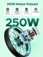 MileCity1 26" E-Bike für Erwachsene, 7 Gang Elektrofahrrad mit Austauschbarem 36V 13Ah Akku, 25 km/h und 80–100km Reichweite E-Bike für Städtische Pendler, IP65 Wasserdicht