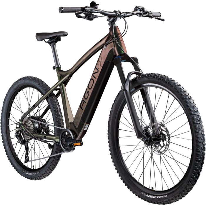 AGON E Bike Mountainbike 27,5 Zoll Alpha | Ebike Herren Damen 24 Gänge Schaltung | 250W Motor 540 Wh 15Ah Elektro MTB Fahrrad mit 15-135 km Reichweite Pedelec 36 V