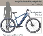 AGON E Bike Mountainbike 27,5 Zoll Alpha | Ebike Herren Damen 24 Gänge Schaltung | 250W Motor 540 Wh 15Ah Elektro MTB Fahrrad mit 15-135 km Reichweite Pedelec 36 V