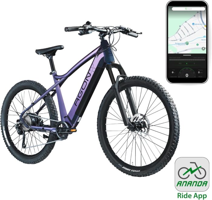 AGON E Bike Mountainbike 27,5 Zoll Alpha | Ebike Herren Damen 24 Gänge Schaltung | 250W Motor 540 Wh 15Ah Elektro MTB Fahrrad mit 15-135 km Reichweite Pedelec 36 V