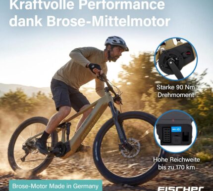 Fischer E-Bike MTB Montis 10.0i Ultimate Elektrofahrrad für Damen und Herren, RH 43, Mittelmotor 90 Nm, 36 V Akku