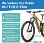 Fischer E-Bike MTB Montis 10.0i Ultimate Elektrofahrrad für Damen und Herren, RH 43, Mittelmotor 90 Nm, 36 V Akku