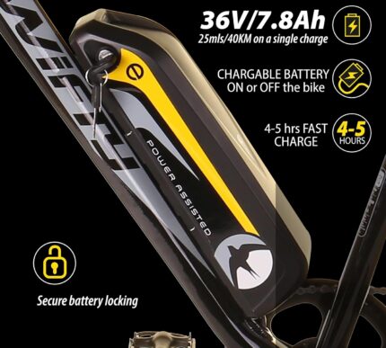 Swifty All Terrain Electric Bike Mountain Ebike - Perfektes Pendlerrad mit 7-Gang Shimano Schaltung und Scheibenbremsen