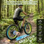 E-Bike Elektrofahrrad für Herren/Damen, 250W 25 km/h E-Mountainbike mit Batterie, Starker Motor, Kettenschaltung, Hydraulische Federgabel Pedelec